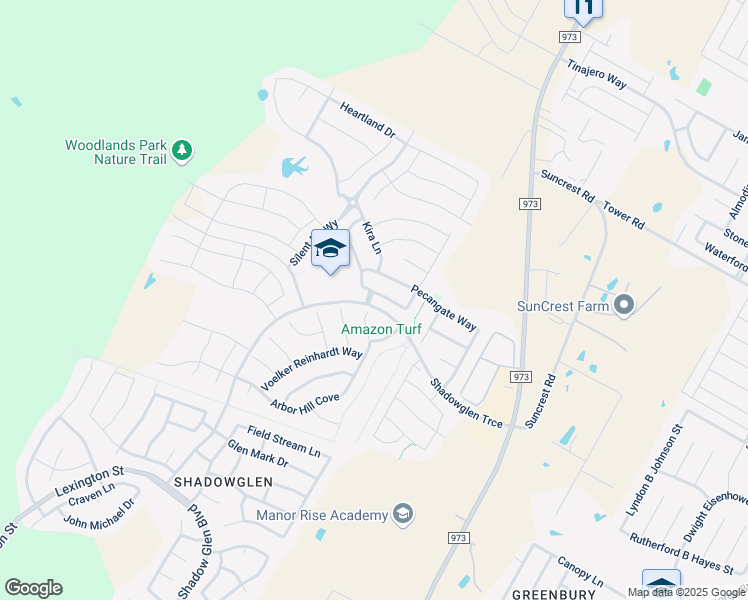 map of restaurants, bars, coffee shops, grocery stores, and more near 13817 Fallsprings Way in Manor