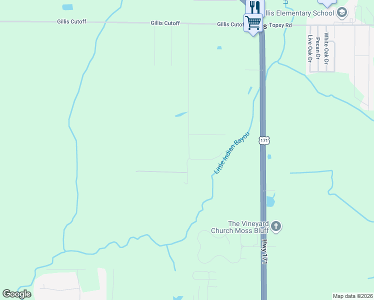 map of restaurants, bars, coffee shops, grocery stores, and more near 3586 Green Oaks Road in Lake Charles