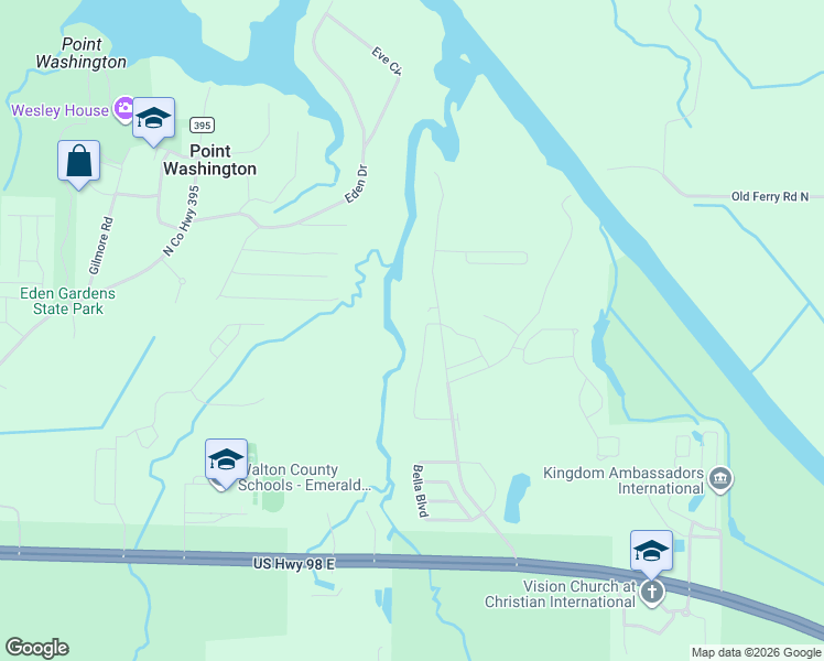 map of restaurants, bars, coffee shops, grocery stores, and more near 285 Maddox Street in Santa Rosa Beach