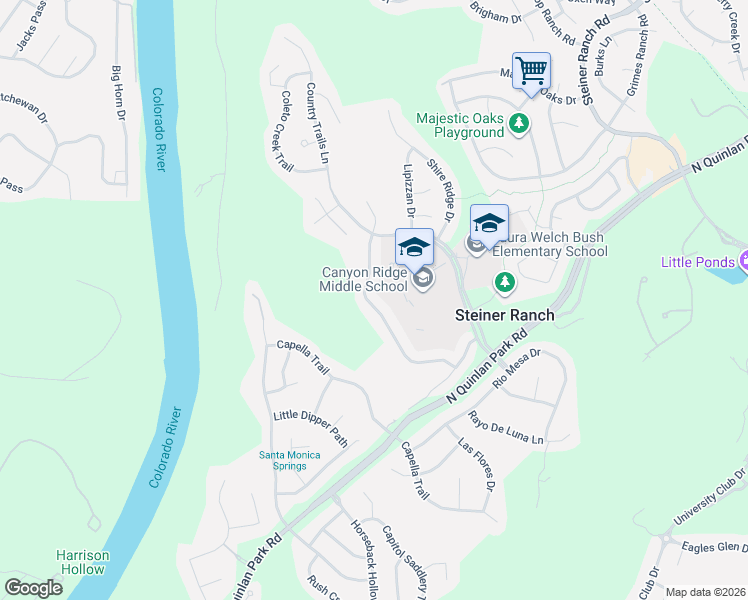 map of restaurants, bars, coffee shops, grocery stores, and more near 13000 Appaloosa Chase Drive in Austin