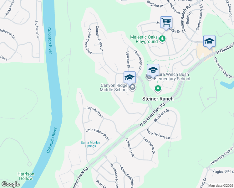 map of restaurants, bars, coffee shops, grocery stores, and more near 13000 Appaloosa Chase Drive in Austin
