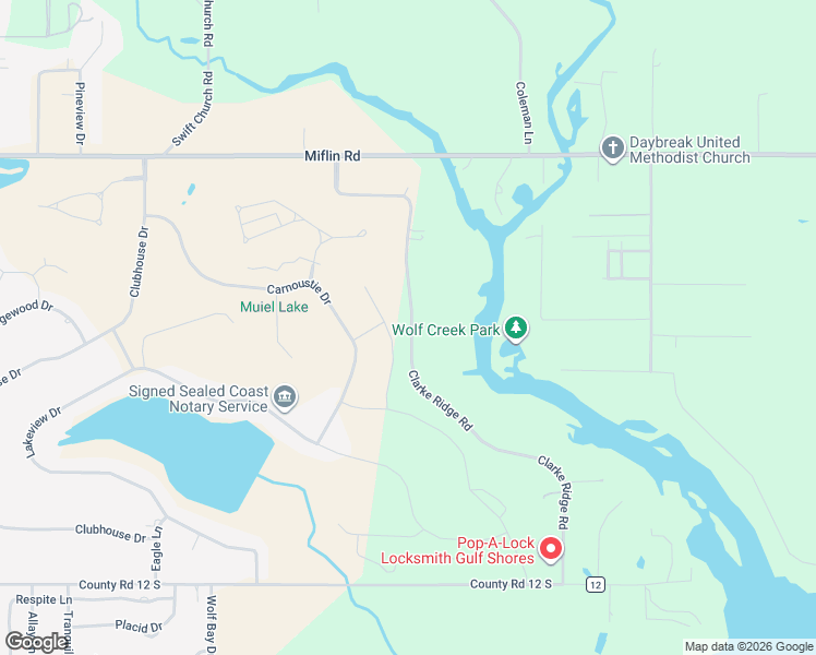 map of restaurants, bars, coffee shops, grocery stores, and more near 9580 Clarke Ridge Road in Foley
