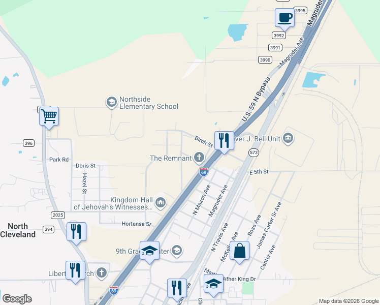 map of restaurants, bars, coffee shops, grocery stores, and more near 420 Hickory Street in Cleveland