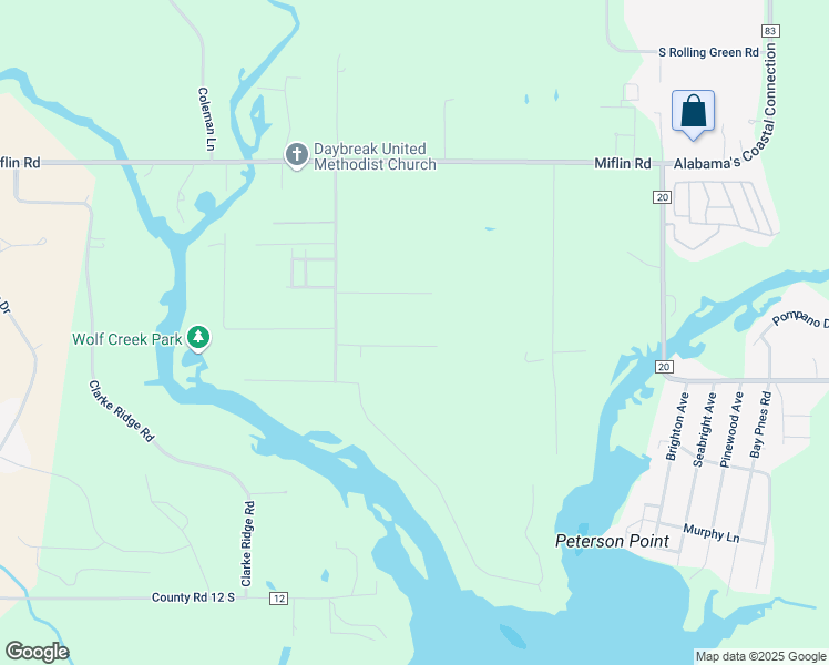 map of restaurants, bars, coffee shops, grocery stores, and more near 24193 Montesino Lane in Elberta