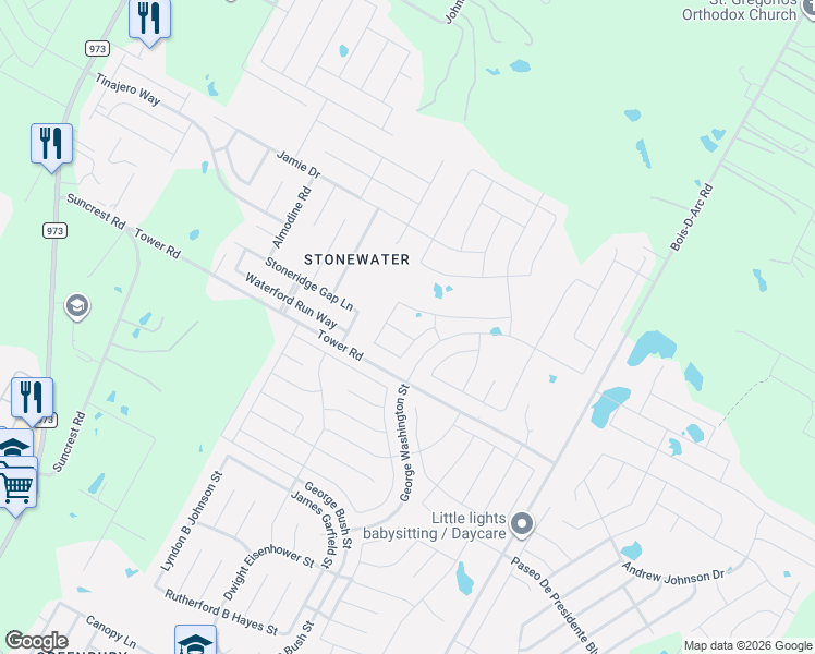 map of restaurants, bars, coffee shops, grocery stores, and more near 12716 Robert Taft Street in Manor
