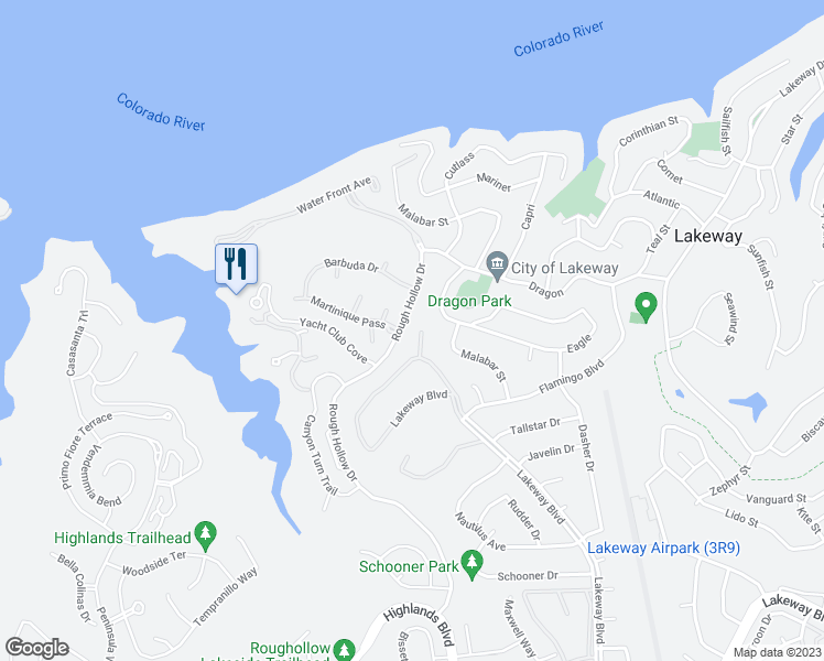 map of restaurants, bars, coffee shops, grocery stores, and more near 106 Lakeway Hills Cove in Lakeway