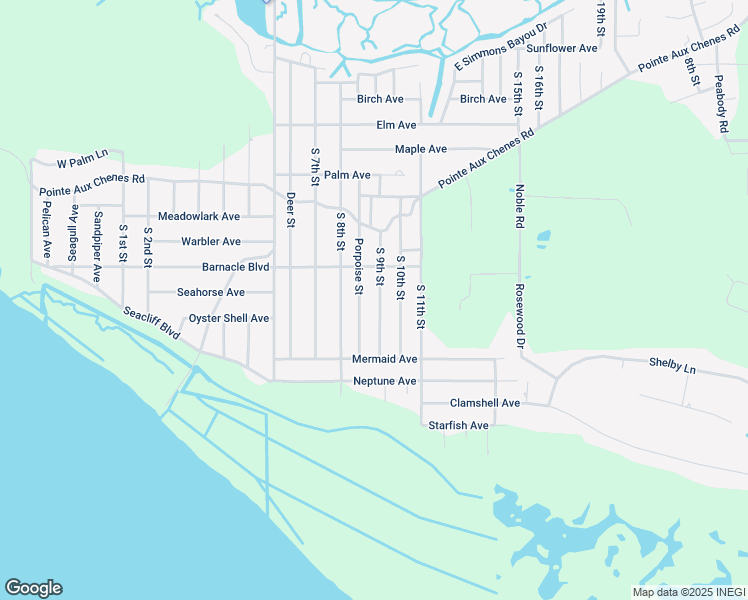 map of restaurants, bars, coffee shops, grocery stores, and more near 1600 South 9th Street in Ocean Springs