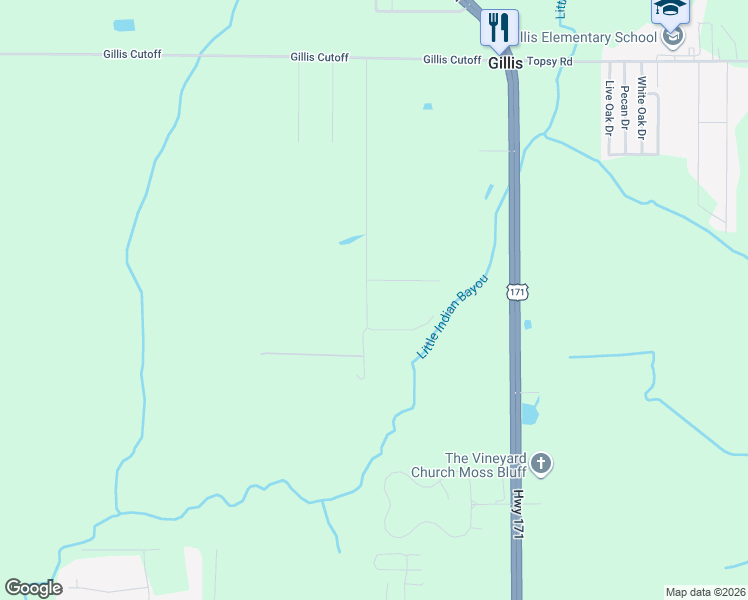 map of restaurants, bars, coffee shops, grocery stores, and more near 3586 Green Oaks Road in Lake Charles
