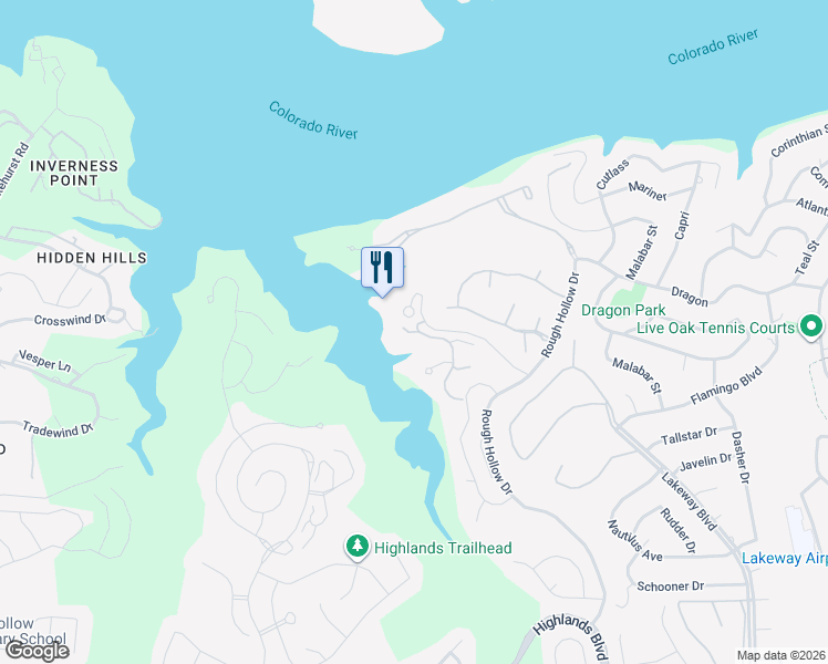 map of restaurants, bars, coffee shops, grocery stores, and more near 204 Marina View Way in Lakeway