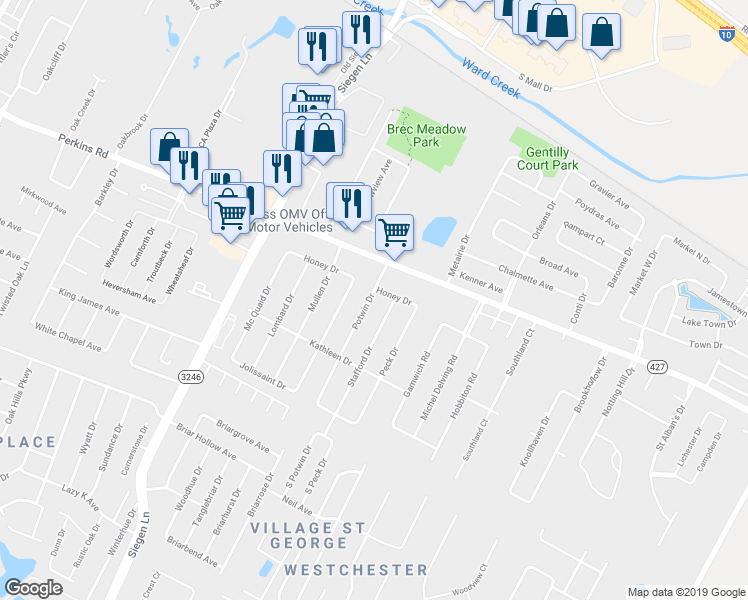 map of restaurants, bars, coffee shops, grocery stores, and more near 1966 Potwin Drive in Baton Rouge