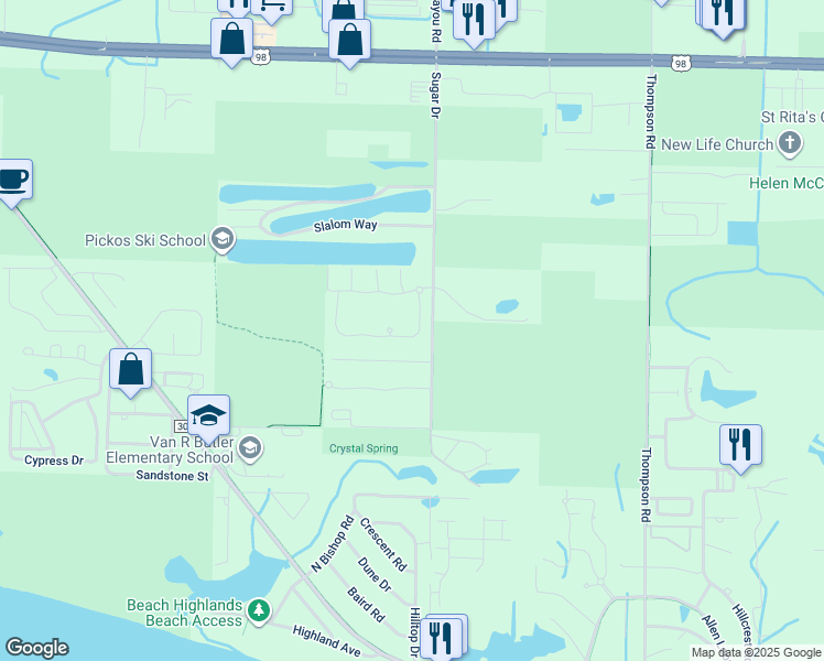 map of restaurants, bars, coffee shops, grocery stores, and more near 513 Calle Escada in Santa Rosa Beach
