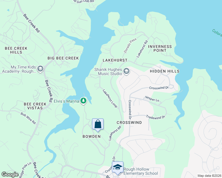 map of restaurants, bars, coffee shops, grocery stores, and more near 2710 Lakehurst Road in Spicewood