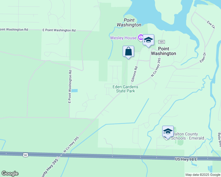 map of restaurants, bars, coffee shops, grocery stores, and more near 104 Edens Landing Circle in Santa Rosa Beach