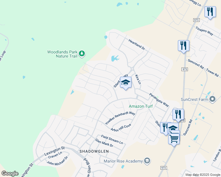 map of restaurants, bars, coffee shops, grocery stores, and more near 13825 Mcarthur Drive in Manor