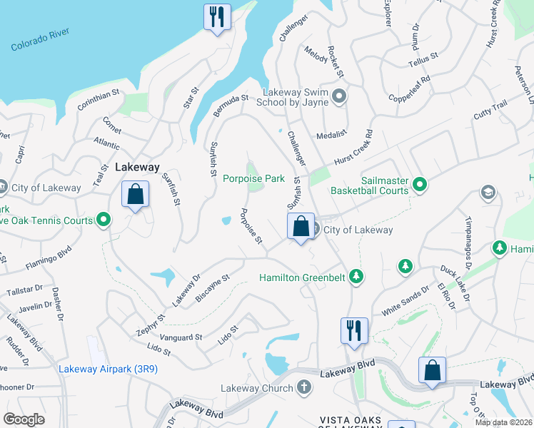 map of restaurants, bars, coffee shops, grocery stores, and more near 1012 Corsaire Cove in Lakeway