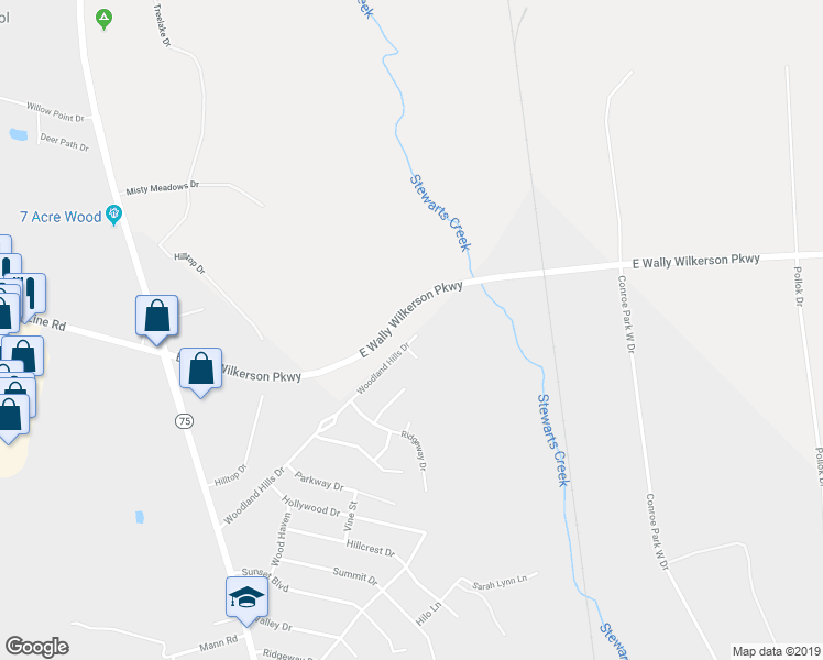 map of restaurants, bars, coffee shops, grocery stores, and more near 261 Woodland Hills Drive in Conroe