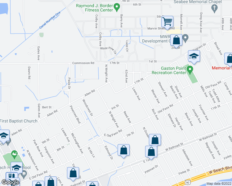map of restaurants, bars, coffee shops, grocery stores, and more near 1701 65th Avenue in Gulfport