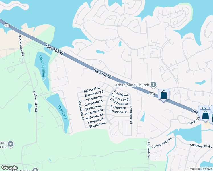 map of restaurants, bars, coffee shops, grocery stores, and more near 16800 Crestmont Street in Montgomery