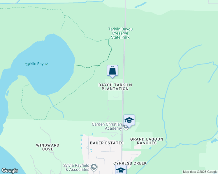 map of restaurants, bars, coffee shops, grocery stores, and more near 12456 Bayou Tarkiln Boulevard in Pensacola