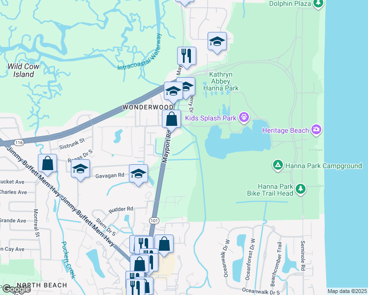map of restaurants, bars, coffee shops, grocery stores, and more near 2781-1 Mayport Ap in Jacksonville