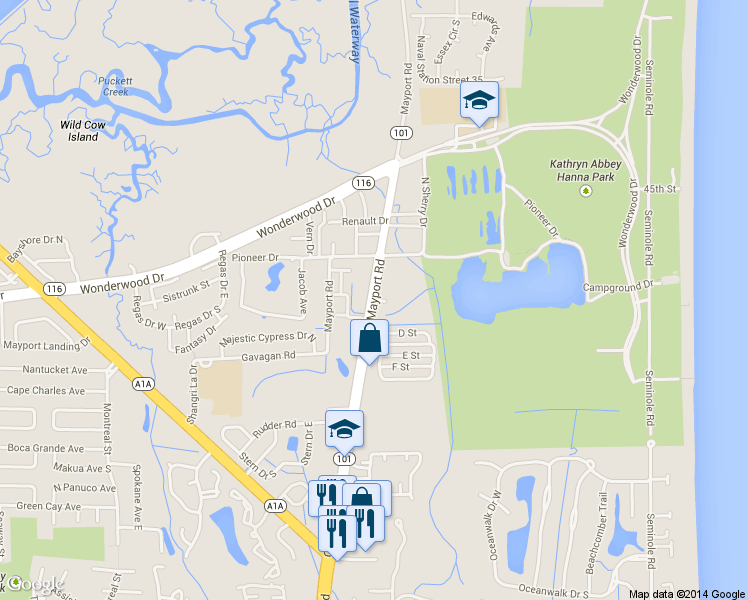 map of restaurants, bars, coffee shops, grocery stores, and more near 2781-1 Mayport Ap in Jacksonville