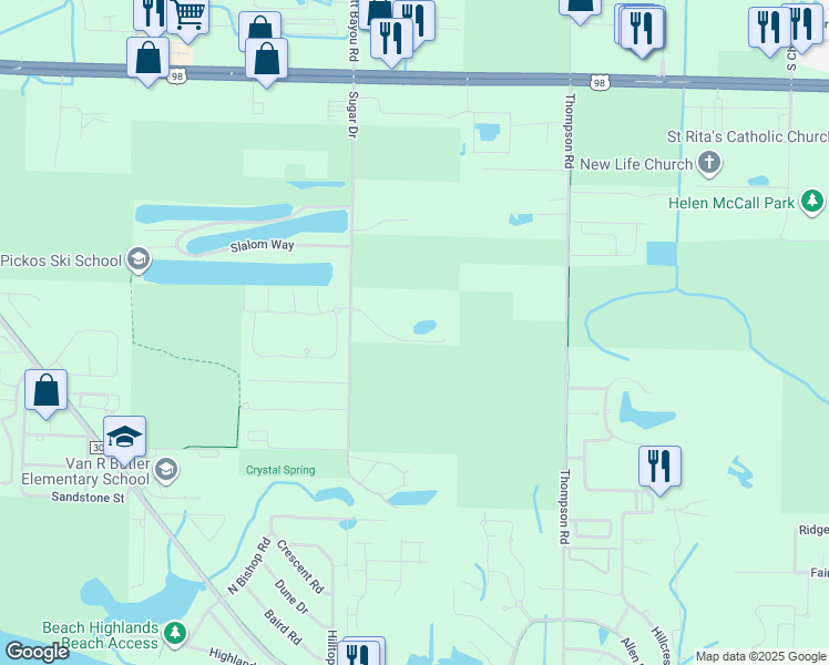 map of restaurants, bars, coffee shops, grocery stores, and more near 637 Sugar Drive in Santa Rosa Beach