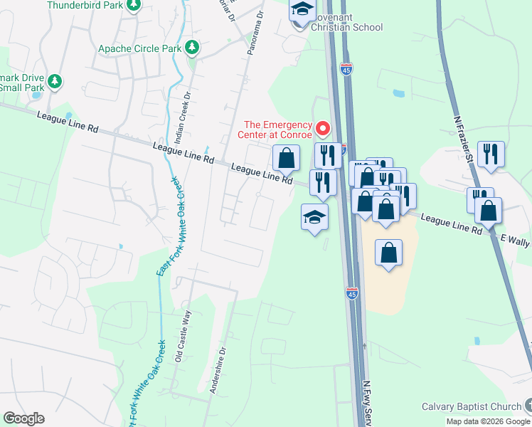 map of restaurants, bars, coffee shops, grocery stores, and more near 1714 Divino Pass in Conroe