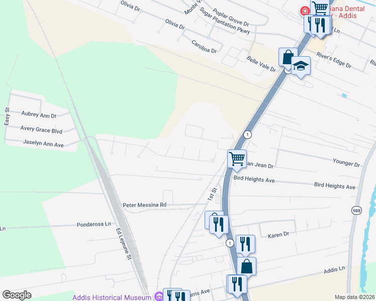 map of restaurants, bars, coffee shops, grocery stores, and more near 7115 Rue St Claire in Addis