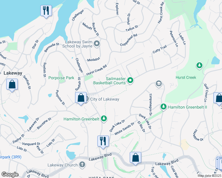 map of restaurants, bars, coffee shops, grocery stores, and more near 208 Sailmaster Street in Lakeway