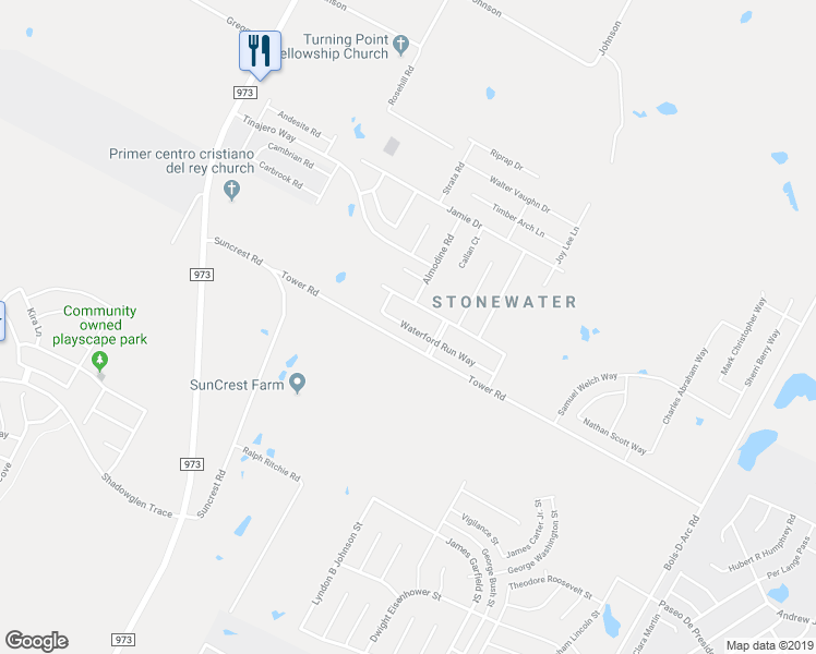 map of restaurants, bars, coffee shops, grocery stores, and more near 12005 Waterford Run Way in Manor