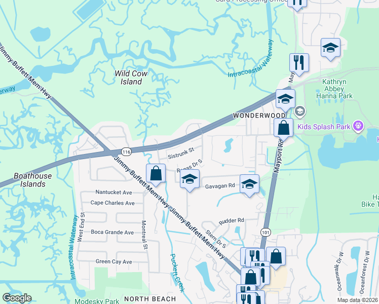 map of restaurants, bars, coffee shops, grocery stores, and more near 1020 Sistrunk Street in Atlantic Beach