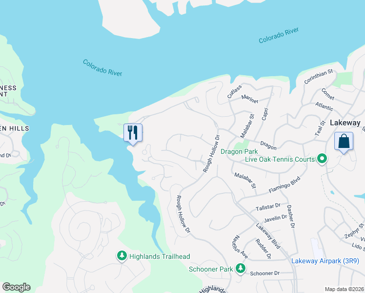 map of restaurants, bars, coffee shops, grocery stores, and more near 103 Largo Cove in Austin