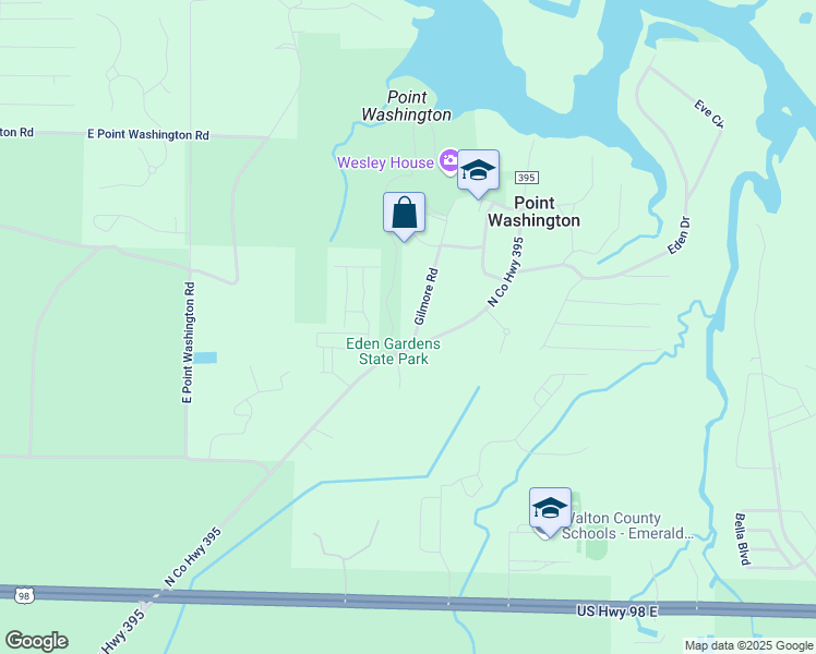 map of restaurants, bars, coffee shops, grocery stores, and more near 10 Gilmore Road in Santa Rosa Beach