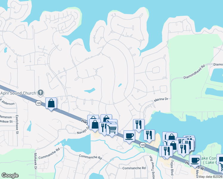 map of restaurants, bars, coffee shops, grocery stores, and more near 116 Stones Edge Drive in Montgomery