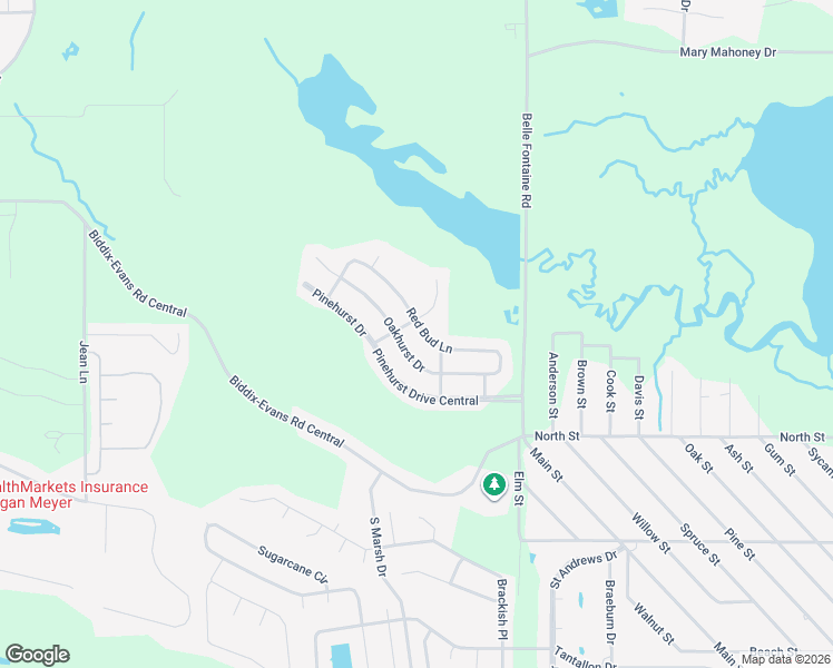 map of restaurants, bars, coffee shops, grocery stores, and more near 6935 Red Bud Lane in Ocean Springs