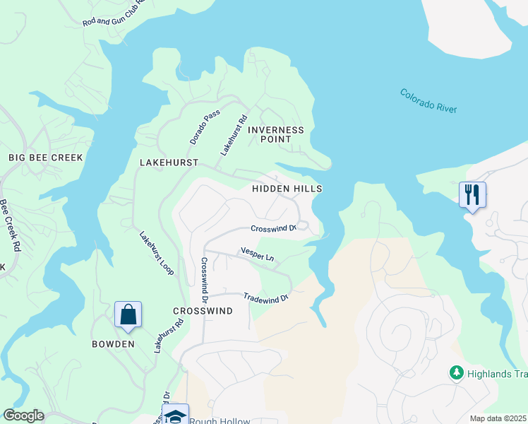 map of restaurants, bars, coffee shops, grocery stores, and more near 19410 Summit Glory Trail in Briarcliff