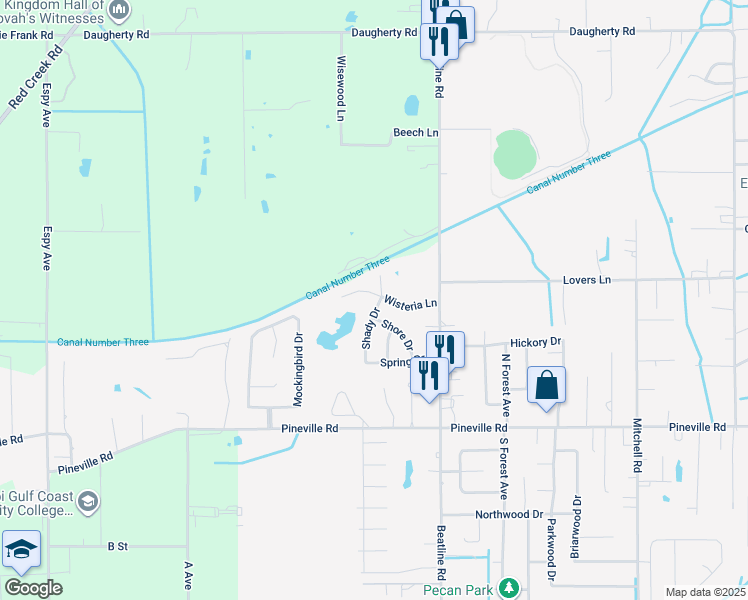 map of restaurants, bars, coffee shops, grocery stores, and more near 1301 Wisteria Lane in Long Beach