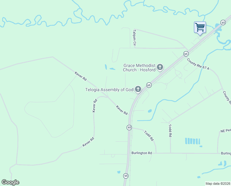 map of restaurants, bars, coffee shops, grocery stores, and more near 20047 Kever Road in Hosford