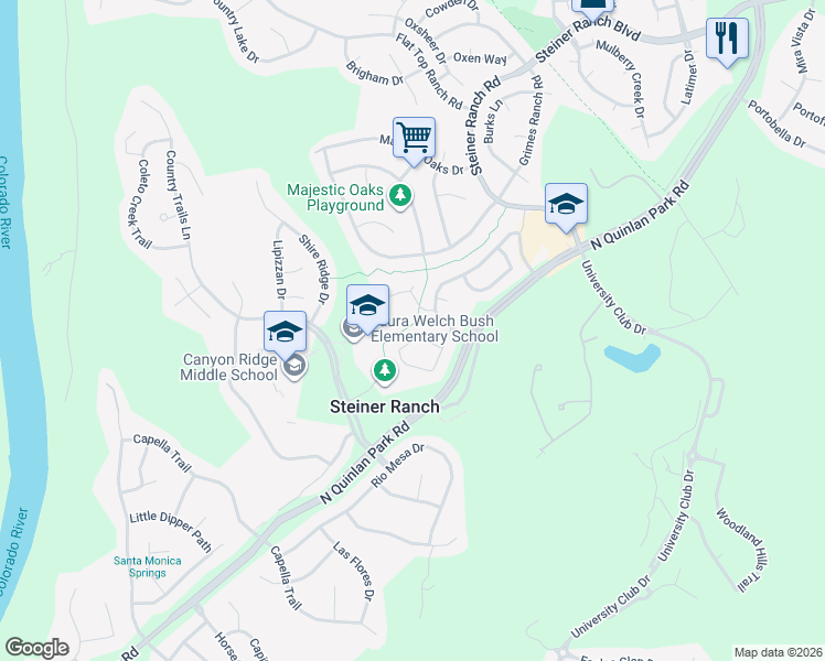 map of restaurants, bars, coffee shops, grocery stores, and more near 2301 Golden Gate Park in Austin
