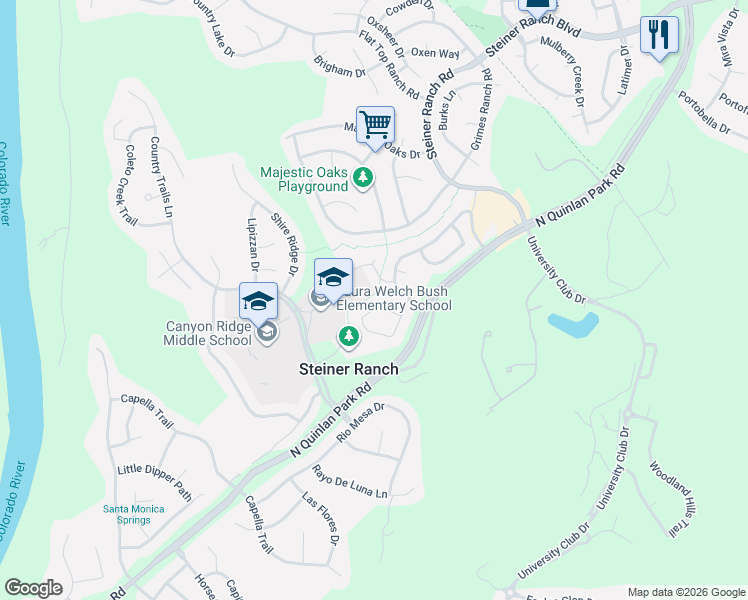map of restaurants, bars, coffee shops, grocery stores, and more near 2301 Golden Gate Park in Austin