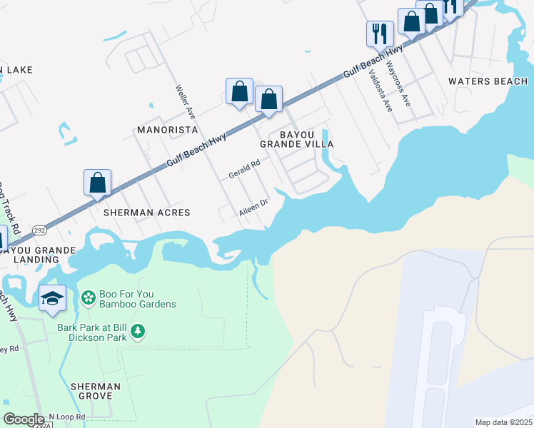 map of restaurants, bars, coffee shops, grocery stores, and more near 2704 Grainger Avenue in Pensacola