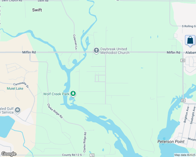 map of restaurants, bars, coffee shops, grocery stores, and more near 9741 Wilson Rd in Elberta