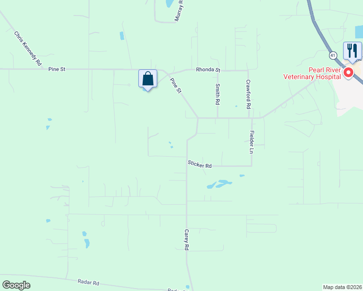 map of restaurants, bars, coffee shops, grocery stores, and more near 64405 Sticker Rd in Pearl River