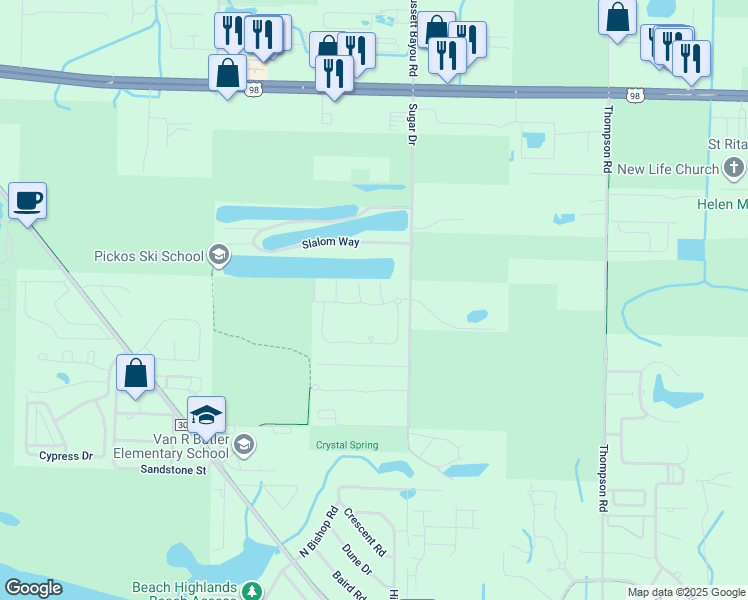 map of restaurants, bars, coffee shops, grocery stores, and more near 94 Calle Escada in Santa Rosa Beach