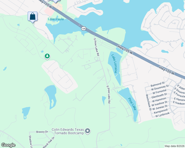 map of restaurants, bars, coffee shops, grocery stores, and more near 500 South Pine Lake Road in Montgomery
