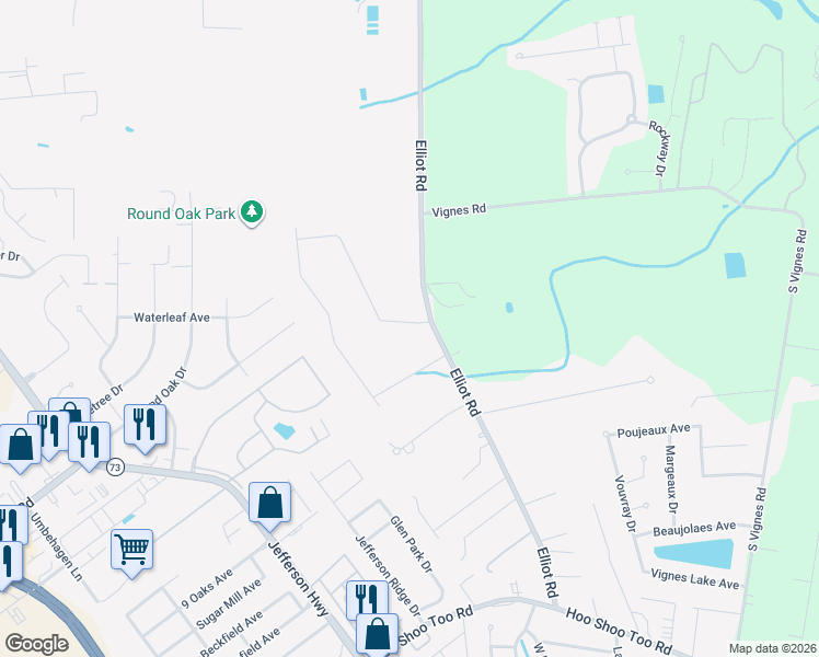 map of restaurants, bars, coffee shops, grocery stores, and more near 17823 Waterloo Drive in Baton Rouge