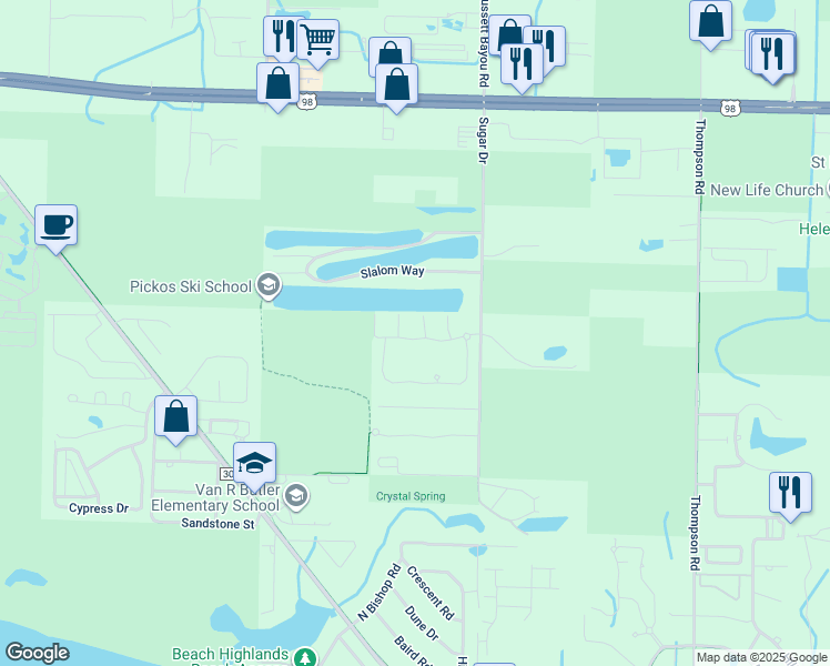 map of restaurants, bars, coffee shops, grocery stores, and more near 162 Calle Escada in Santa Rosa Beach