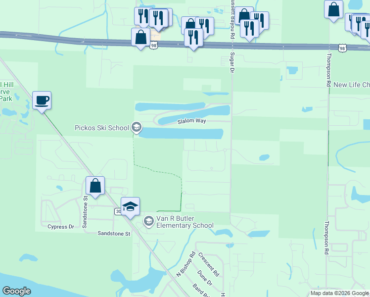 map of restaurants, bars, coffee shops, grocery stores, and more near 244 Calle Escada in Santa Rosa Beach