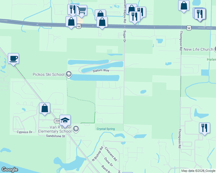 map of restaurants, bars, coffee shops, grocery stores, and more near 48 Corte Pino in Santa Rosa Beach