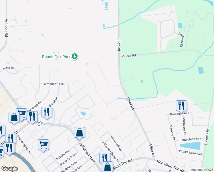 map of restaurants, bars, coffee shops, grocery stores, and more near 17652 Waterloo Drive in Baton Rouge